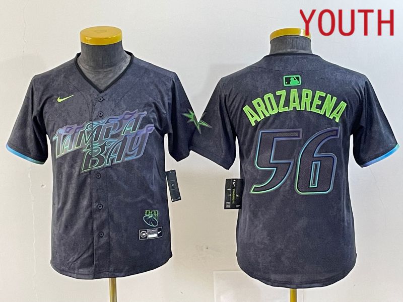 Youth Tampa Bay Rays #56 Randy Arozarena Nike MLB Limited City Connect Black 2024 Jersey style 4->youth mlb jersey->Youth Jersey